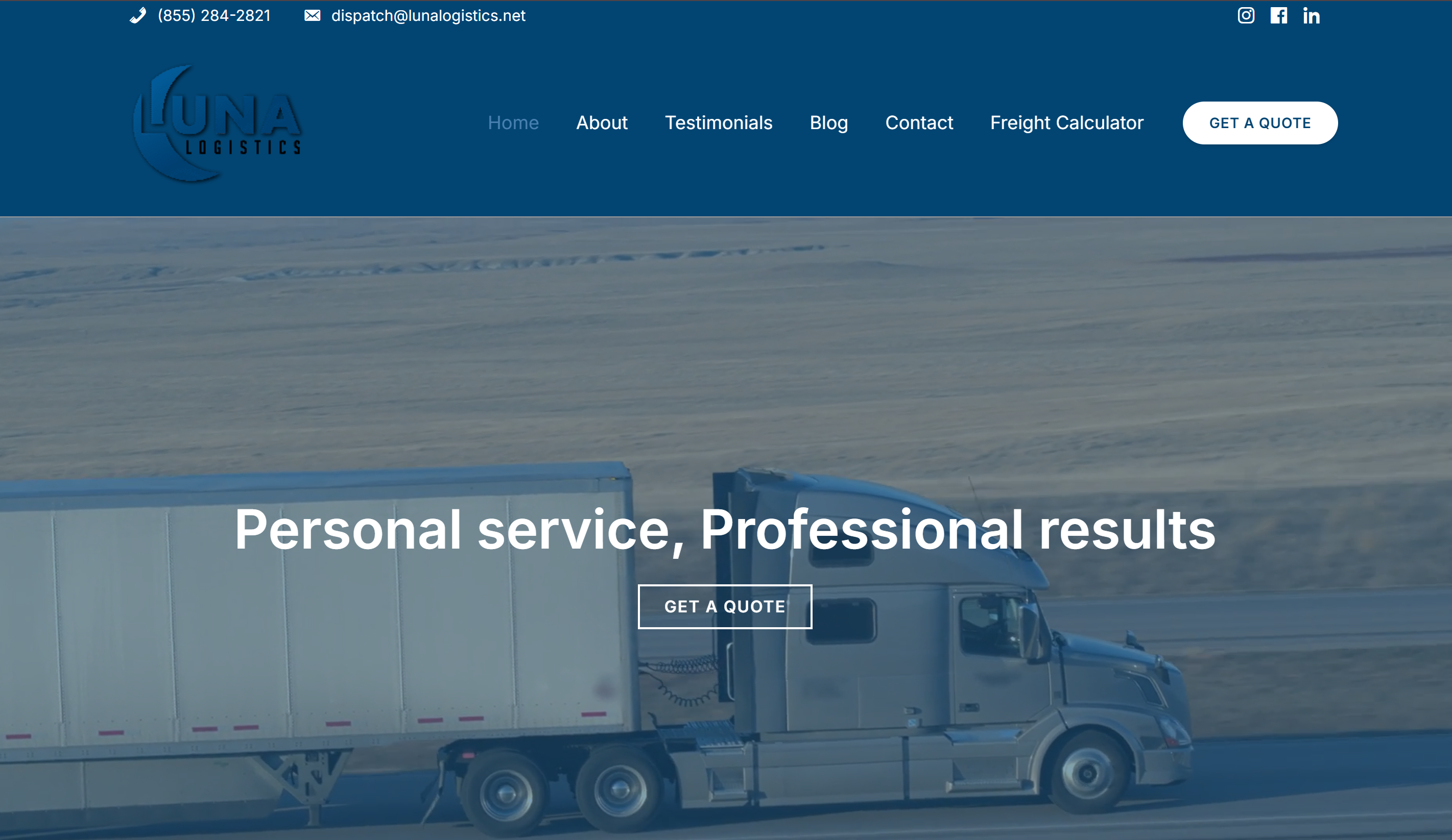 Luna Logistics Website & Freight Calculator